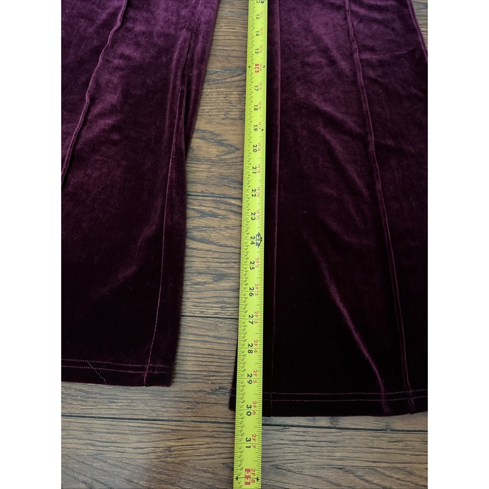 NWT Halara Velvet Pants M Burgundy Maroon High Waisted Straight Leg Zip Side - Picture 3 of 6